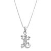 COLLIER ARGENT RHODIÉ PENDENTIF SALAMANDRE OXYDES BLANCS SERTIS 42+3CM