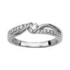 BAGUE ARGENT RHODIÉ SOLITAIRE CROISE OXYDES BLANCS SERTIS