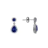 boucle d'oreilles argent rhodié 925, oxydes de zirconium bleu et blanc