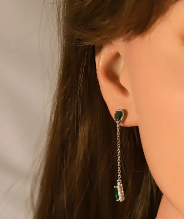 boucle d'oreilles tige argent rhodié 925, oxydes de zirconium