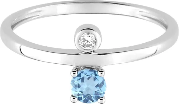 bague or gris 375, topaze bleue / oxyde de zirconium