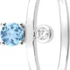 bague or gris 375, topaze bleue / oxyde de zirconium