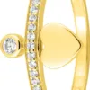 bague or jaune 375, cœur/ oxyde de zirconium
