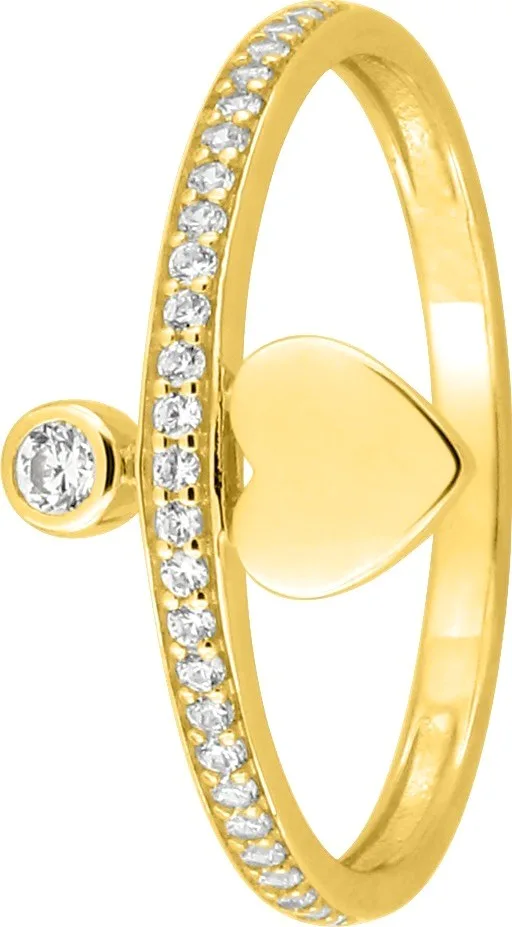 bague or jaune 375, cœur/ oxyde de zirconium