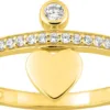 bague or jaune 375, cœur/ oxyde de zirconium