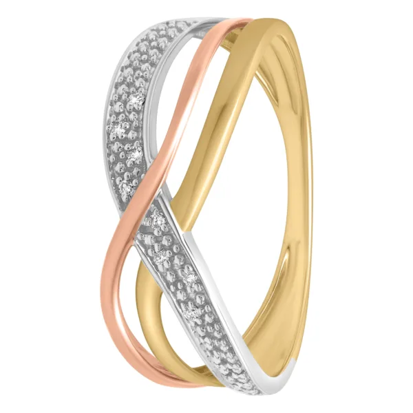 bague tricolore or 375 diamants