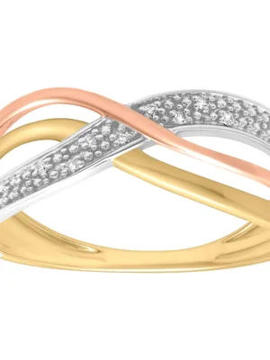 bague tricolore or 375 diamants
