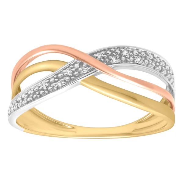 bague tricolore or 375 diamants