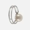 B216559 bague or gris 375, perle d'eau douce / diamants