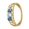 BAGUE OR 375 TOPAZES BLEUES/OXYDES DE ZIRCONIUM