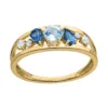 BAGUE OR 375 TOPAZES BLEUES/OXYDES DE ZIRCONIUM