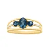 E68723 bague or 375 topazes bleues