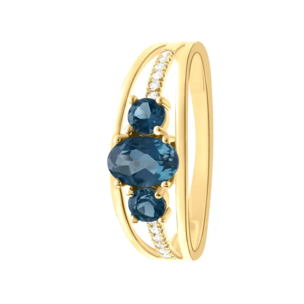 bague or 375 topazes bleues