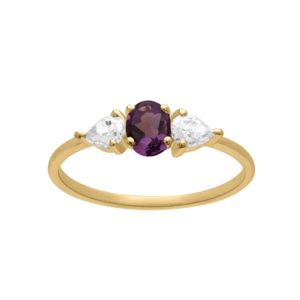 bague or jaune 375 améthyste