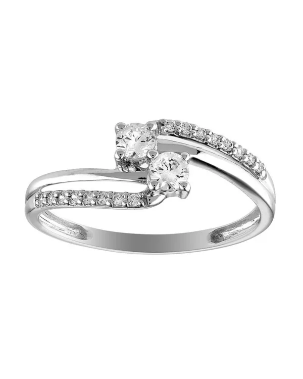 bague or gris 375 oxydes de zirconium