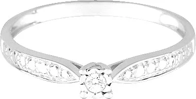 bague solitaire pastillée or gris  375 / diamants