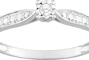 bague solitaire pastillée or gris  375 / diamants