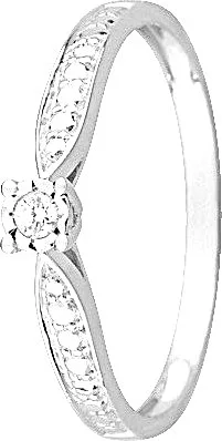 bague solitaire pastillée or gris  375 / diamants