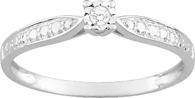 bague solitaire pastillée or gris  375 / diamants