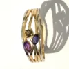 bague or jaune améthyste topaze bleue tourmaline