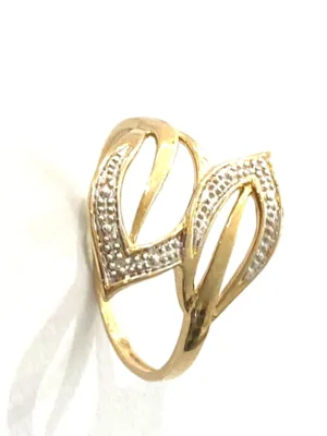 bague feuilles bicolore or 375 / diamants