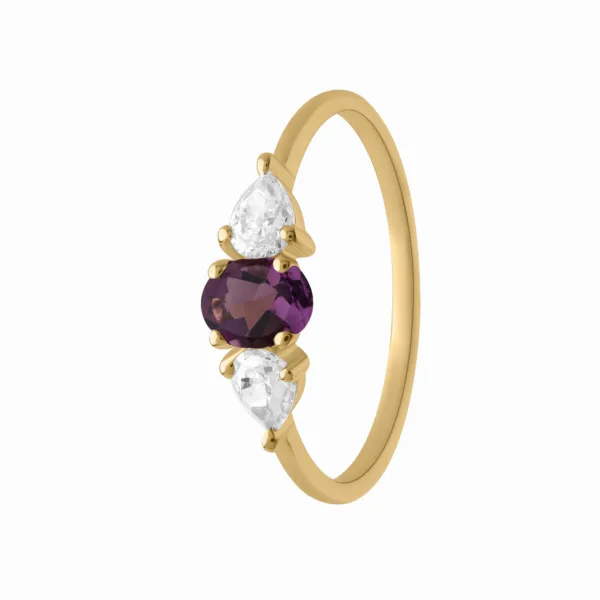bague or jaune 375 améthyste