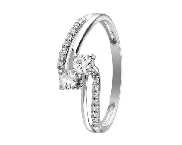 bague or gris 375 oxydes de zirconium