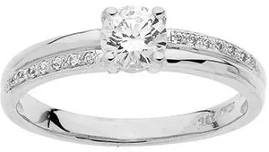 bague or gris 375 oxydes de zirconium
