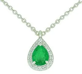 poire collier or 750 Emeraude