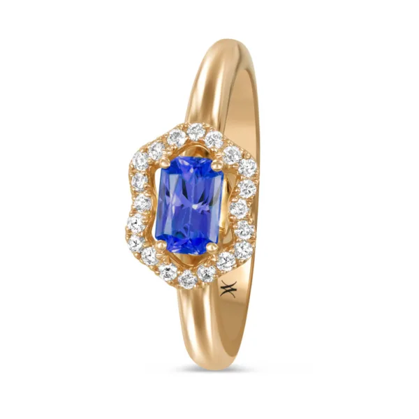 1166PGSA bague or rose 750, saphir/diamants