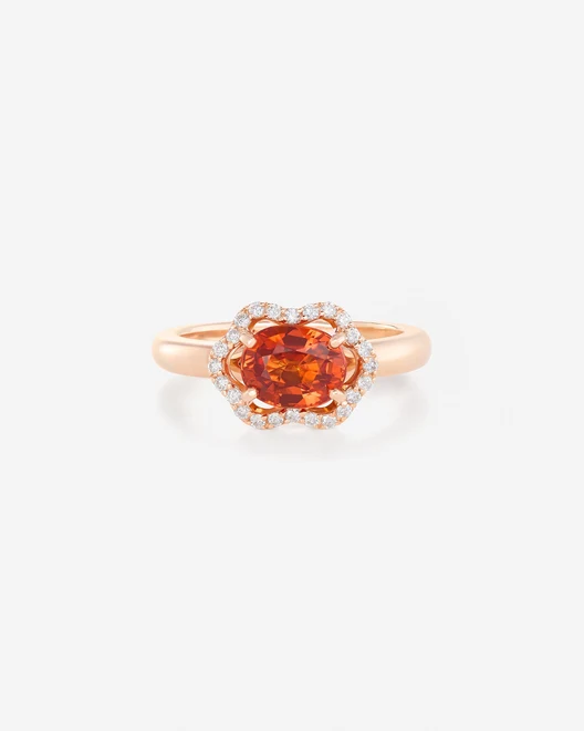 SAPHIR ORAGE bague or rose 750 saphir orange et diamants