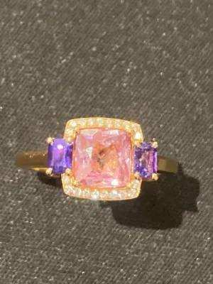 WhatsApp Image 2025-06-07 at 18.22.45 bague or rose 750, spinelle rose, saphir violet, diamant