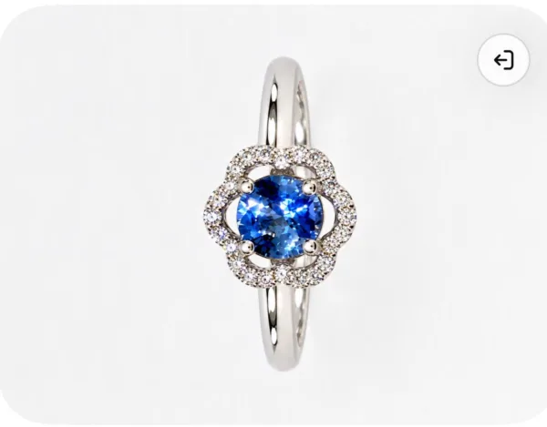 bague or gris 750, saphir diamant