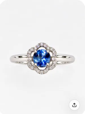 bague or gris 750, saphir diamant