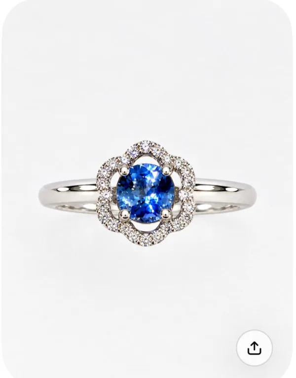 bague or gris 750, saphir diamant