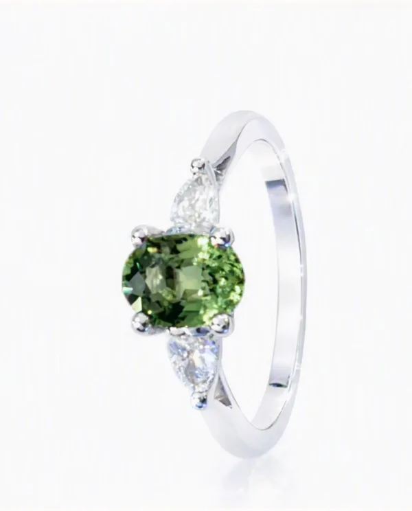 bague or gris 750, saphir diamant