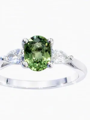 bague or gris 750, saphir diamant