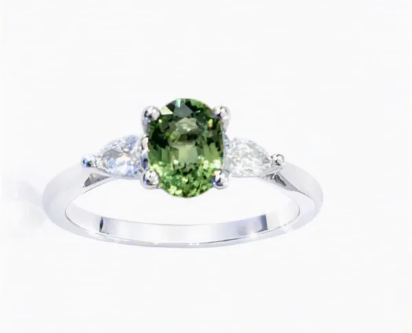 bague or gris 750, saphir diamant