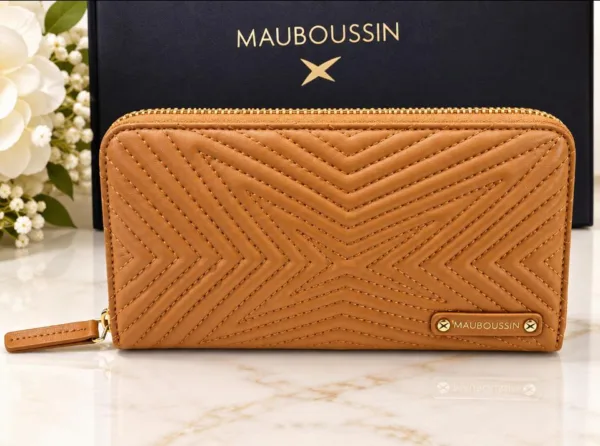 portefeuille MAUBOUSSIN cuir camel