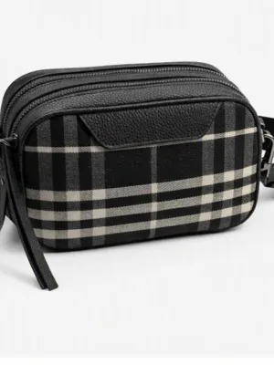 sac bandoulière, toile et garniture en cuir