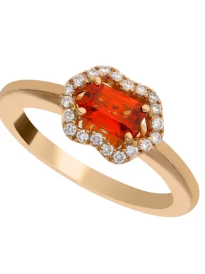 bague 2 saphir orange bague or rose 750 saphir orange et diamants