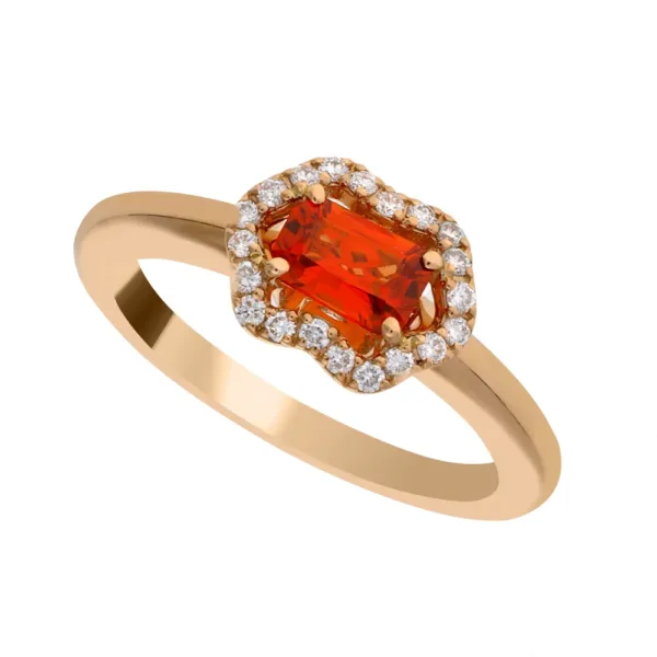 bague 2 saphir orange bague or rose 750 saphir orange et diamants