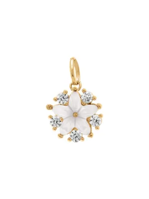 976102A (1) pendentif plaqué or fleur nacre véritable
