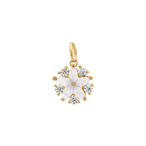 pendentif plaqué or fleur nacre véritable