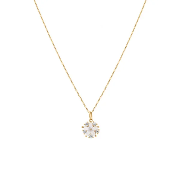 pendentif plaqué or fleur nacre véritable